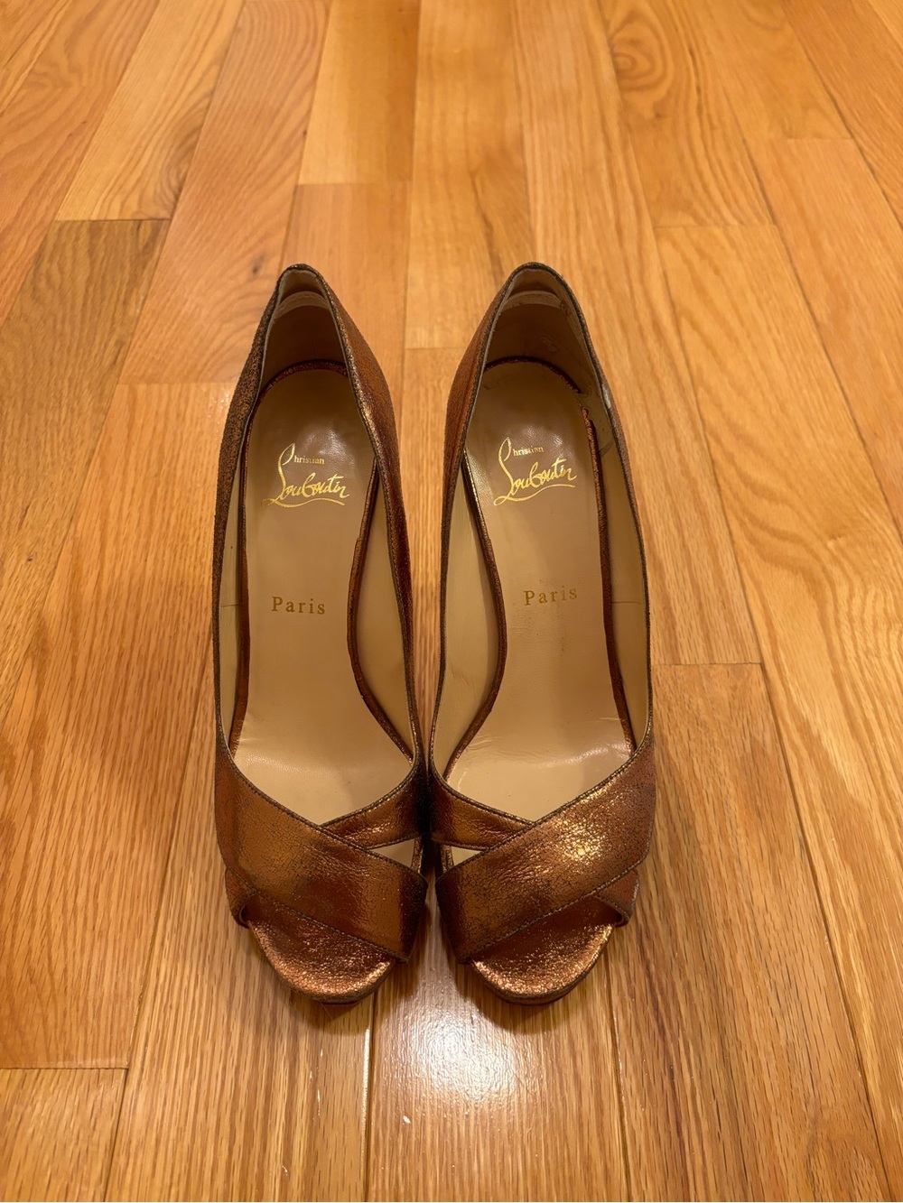 Christian Louboutin Peep Toe Copper Heels